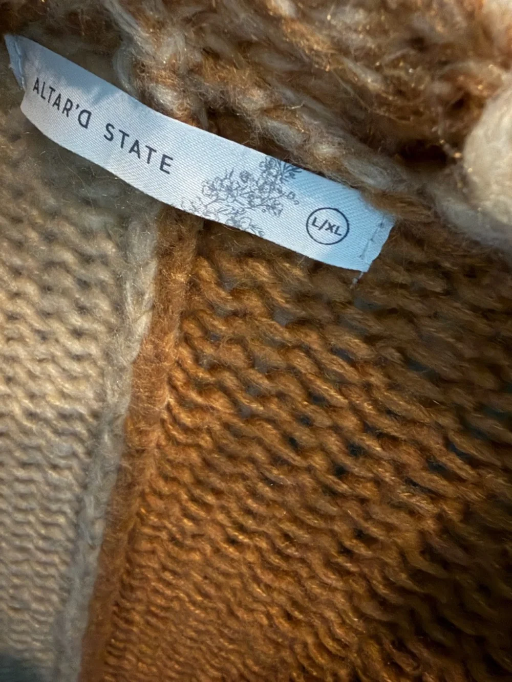 Alter’d state Cozy Checkerboard Open-Front Cardigan Sweater - Cream & Tan - Picture 5 of 5